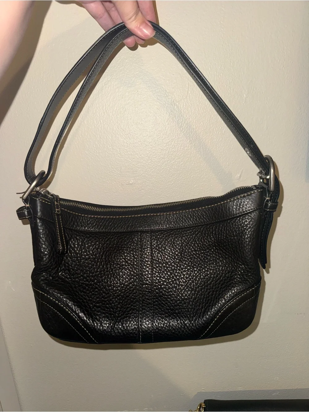 Coach Black Pebbled Leather Mini Crossbody Bag